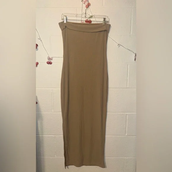 Khaki Tube Strapless Bodycon Dress NWT - Picture 6 of 7